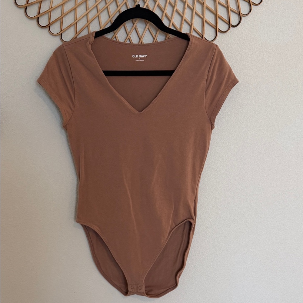 Old Navy Tan V-Neck Bodysuit